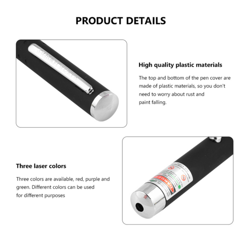 3-Pack Laser Pointer Pens – Red, Green & Purple Beam