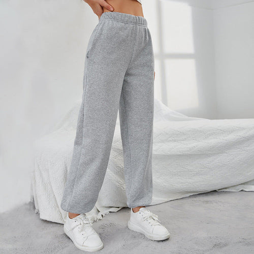 High-Waist Fleece-Lined Straight Trousers