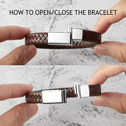 Roman Numeral Engraved Leather Bracelet