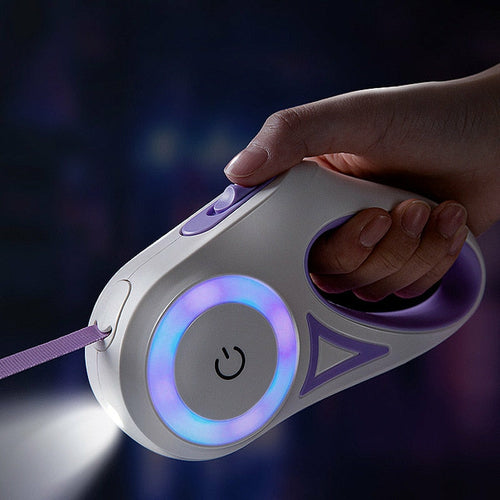 Retractable LED Dog Leash with Light & Brake