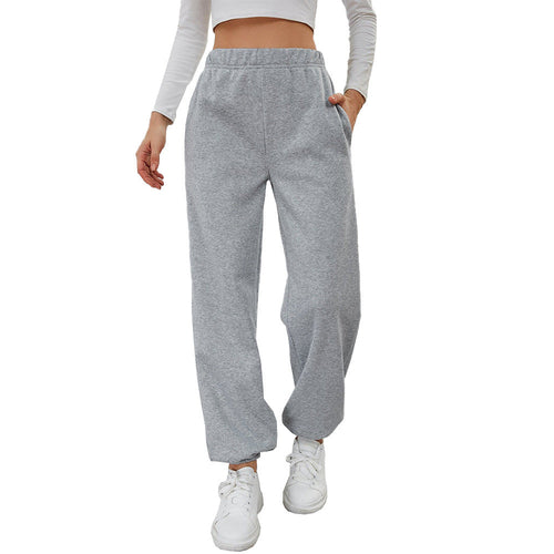 High-Waist Fleece-Lined Straight Trousers