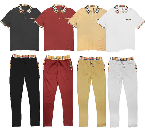 Checkered Polo & Pant Set