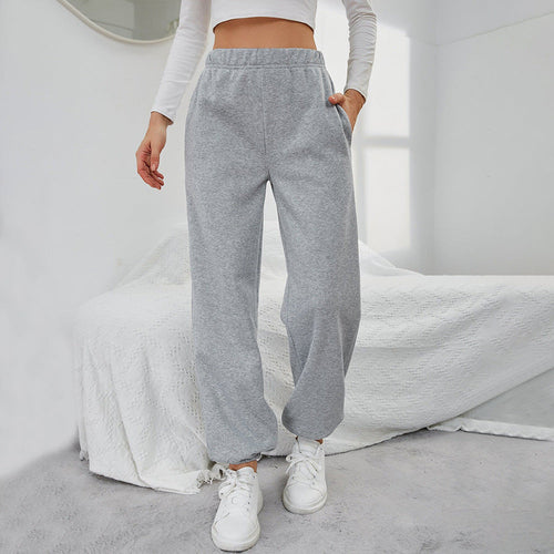 High-Waist Fleece-Lined Straight Trousers